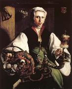 HEEMSKERCK, Maerten van Retrato de una dama hilando oil painting picture wholesale